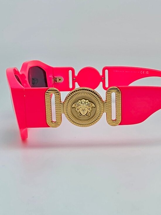 Versace Mod. 4361 5318/87 Neon Hot Pink Gold Medusa Frame Grey Lens Sunglasses main image 5